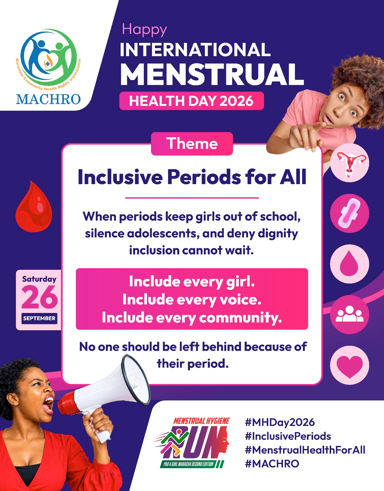 MACHRO International Menstrual Health Day 2026 poster: Inclusive Periods for All
